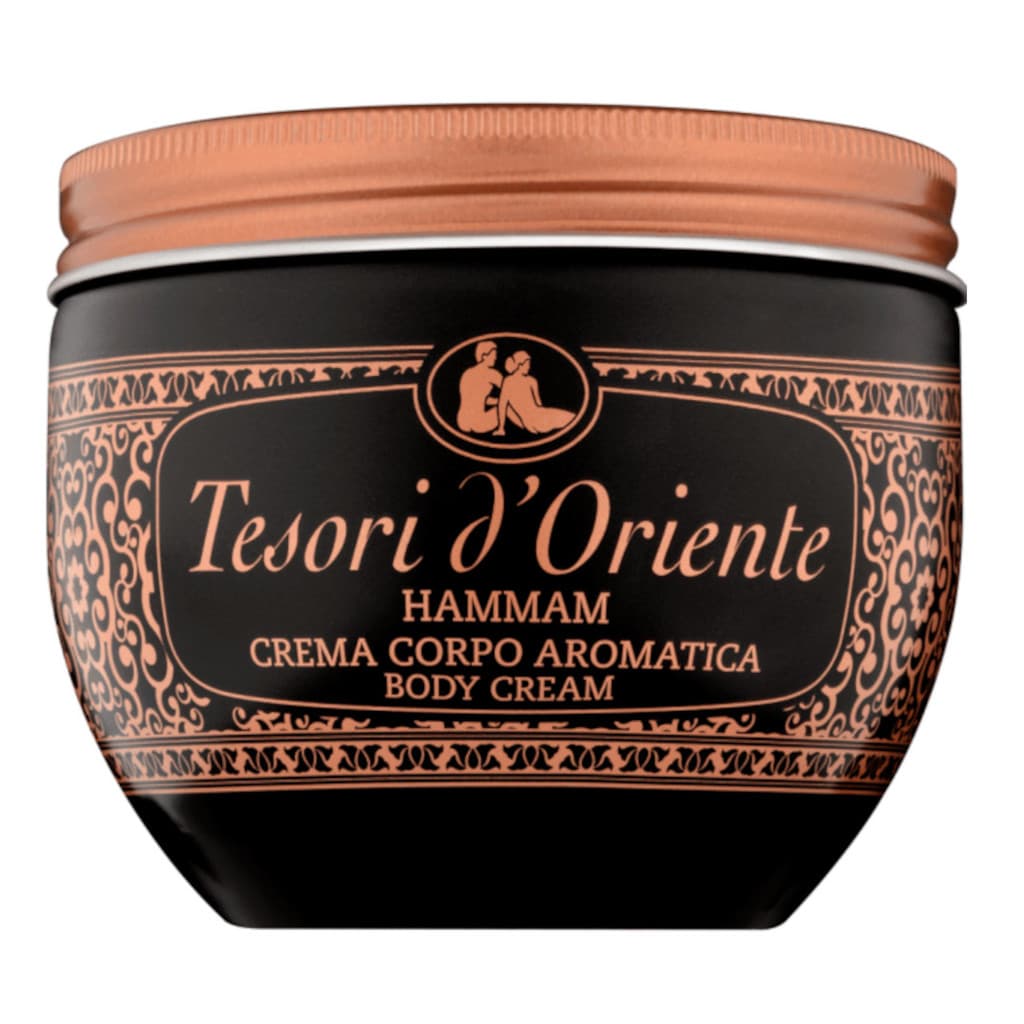 Tesori d'Oriente Крем за тяло Hammam в опаковка, показваща предната страна с основна информация.