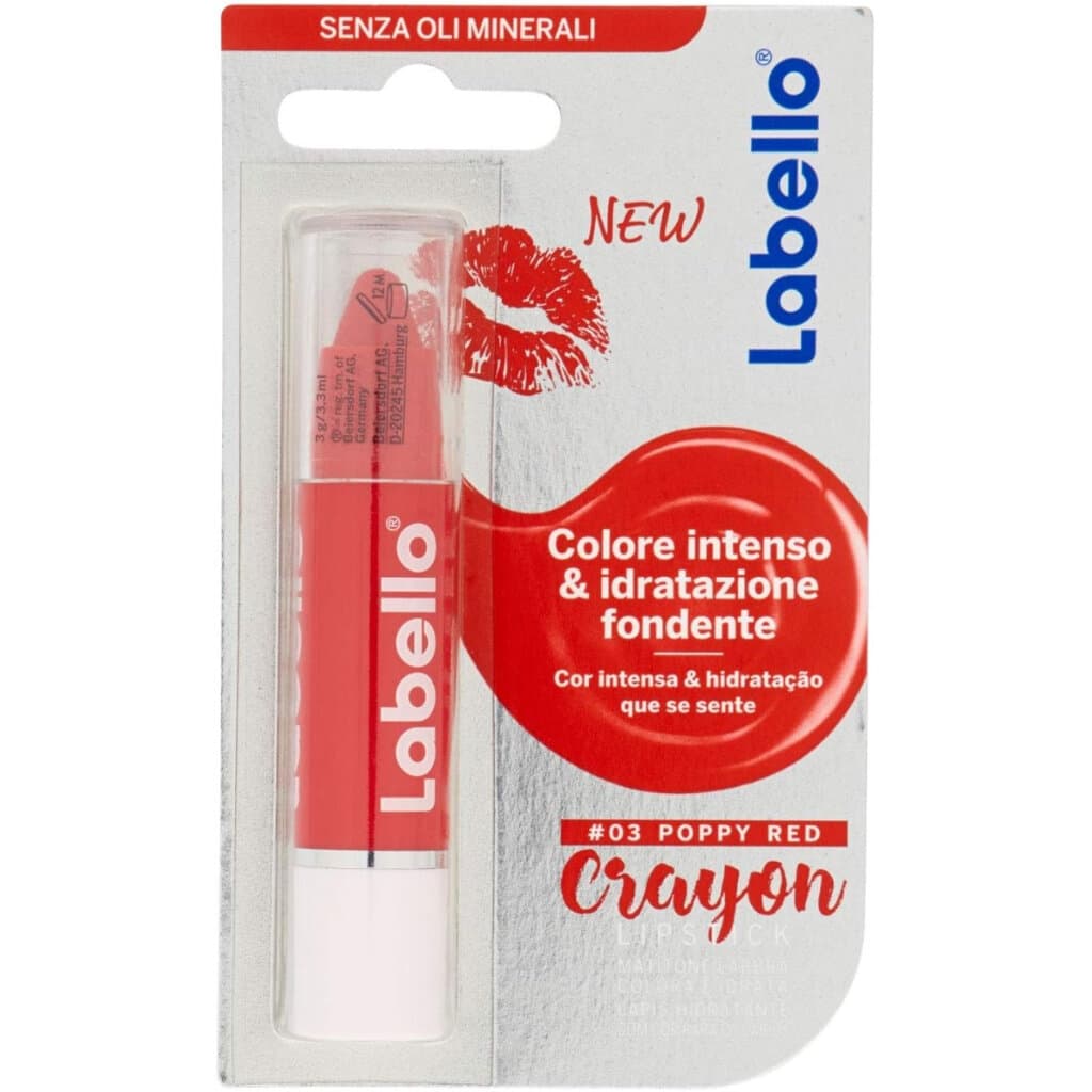Labello Crayon Lipstick Poppy Red - стик червило в ярък червен цвят.