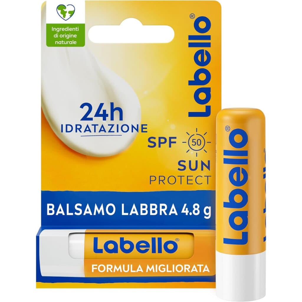 Опаковка на Labello Sun Protect SPF30 (5.5 мл), показваща балсама и SPF30.