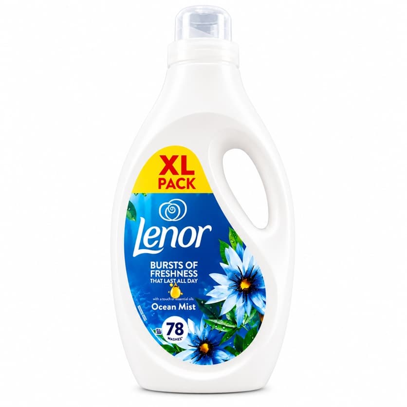 Lenor Ocean Mist концентриран омекотител с аромат на бор, брезова вода и бергамот 2,574 л за 78 пранета