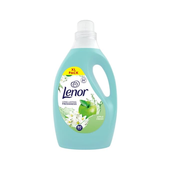 Lenor Apple Fresh концентриран омекотител с аромат на зелена ябълка и ябълков цвят 2,64 л за 80 пранета