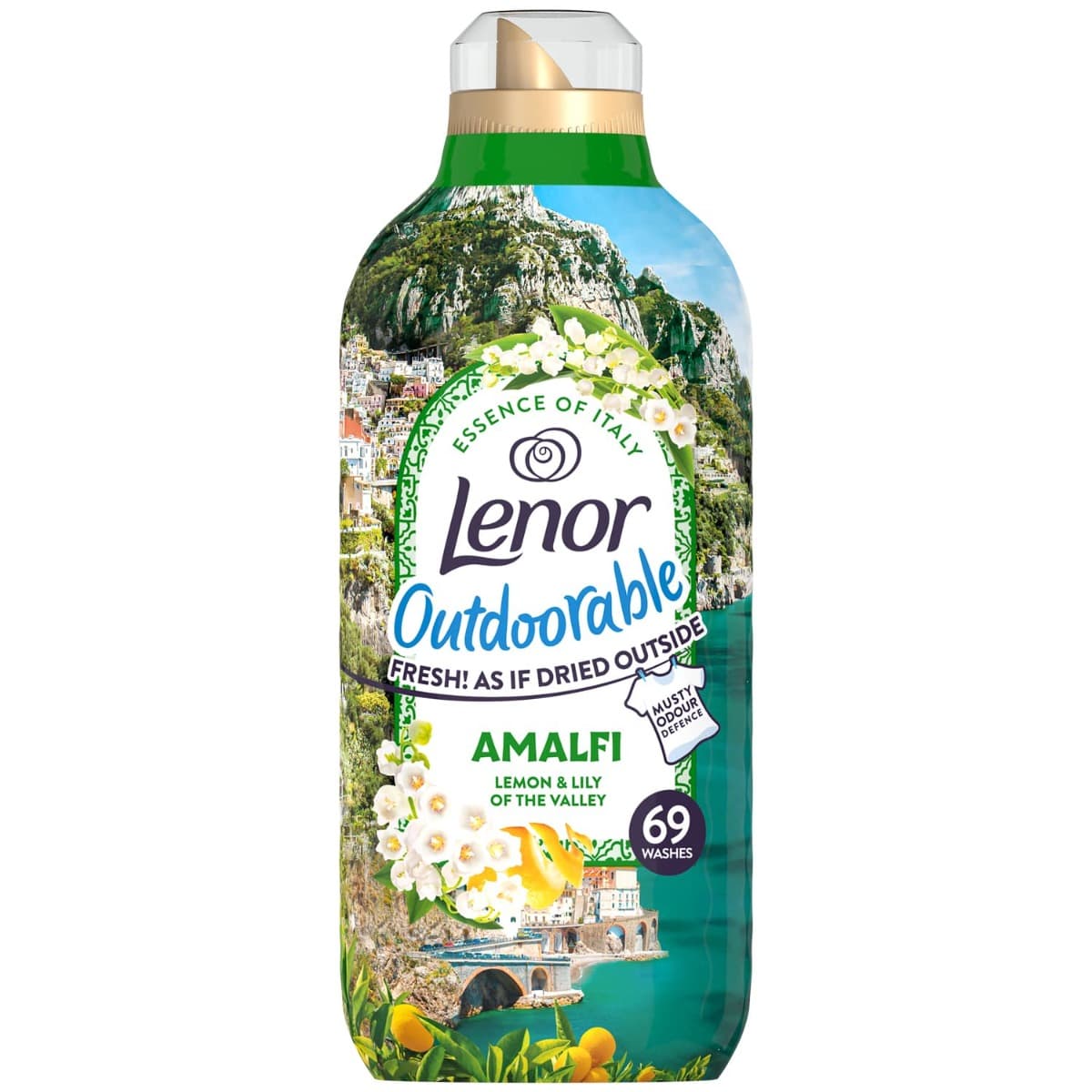 Lenor Outdoorable Amalfi – предна страна на бутилката, 69 пранета