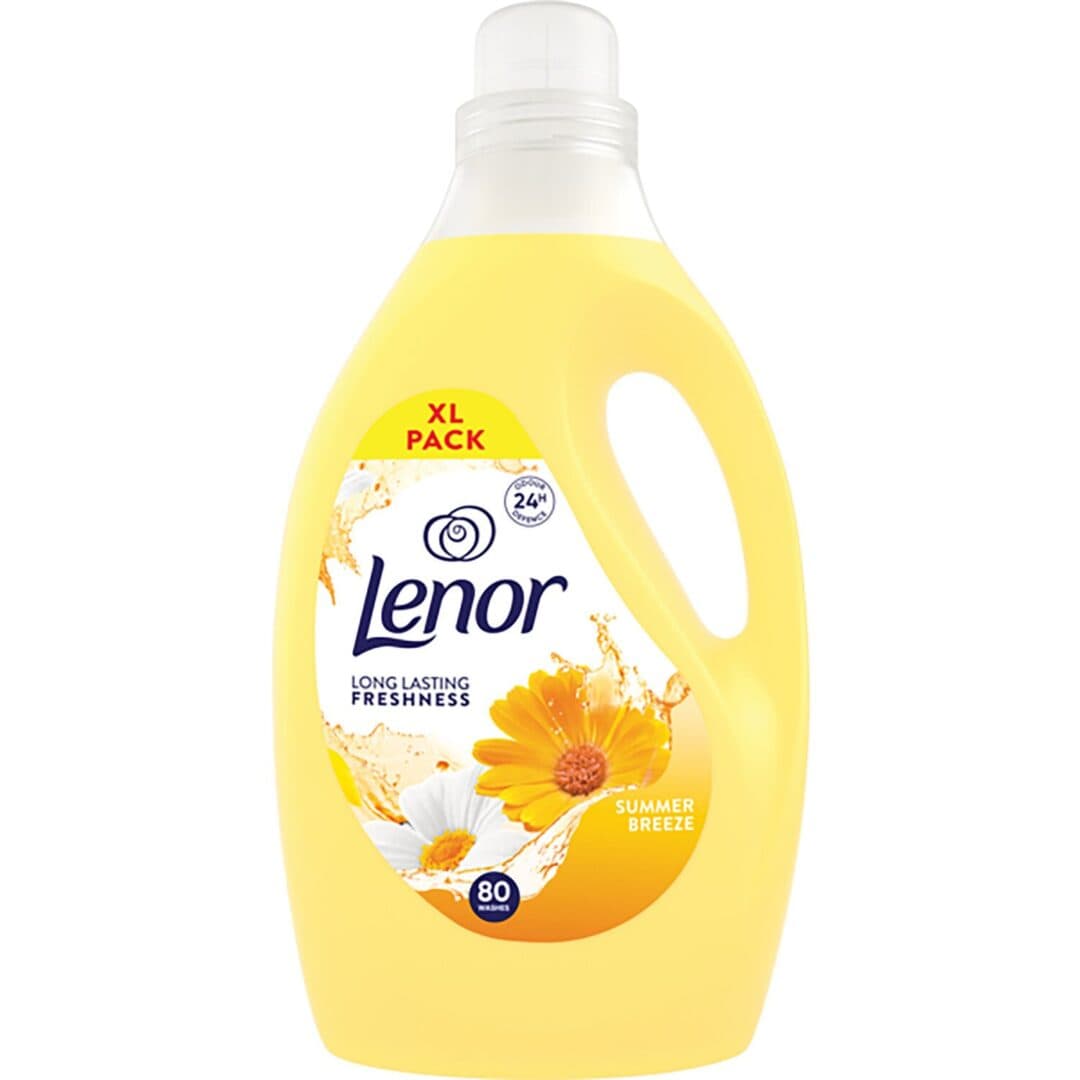 Lenor Summer Breeze омекотител – опаковка 2.64 л, 80 пранета, аромат жасмин и пъпеш