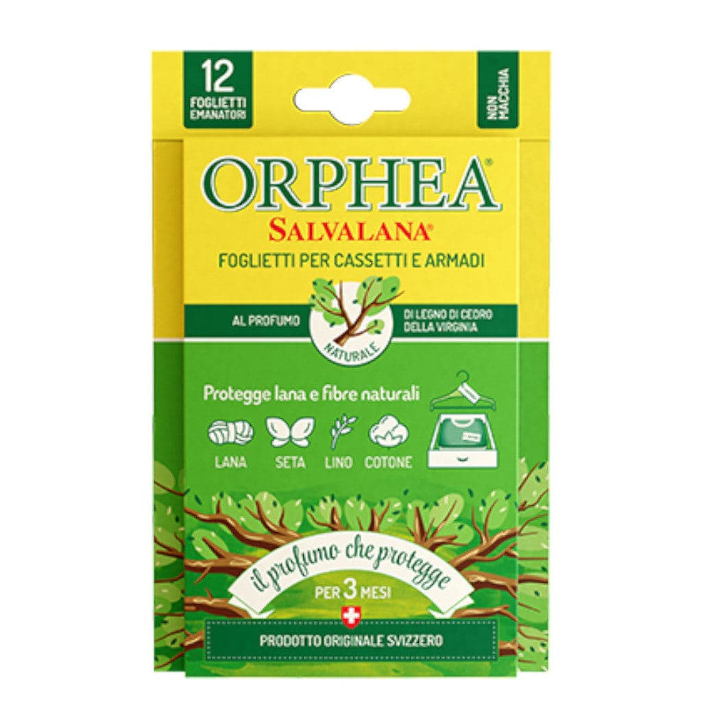 Опаковка на Orphea Drawers and Wardrobe Strips Virginia Cedar Wood с основна информация.