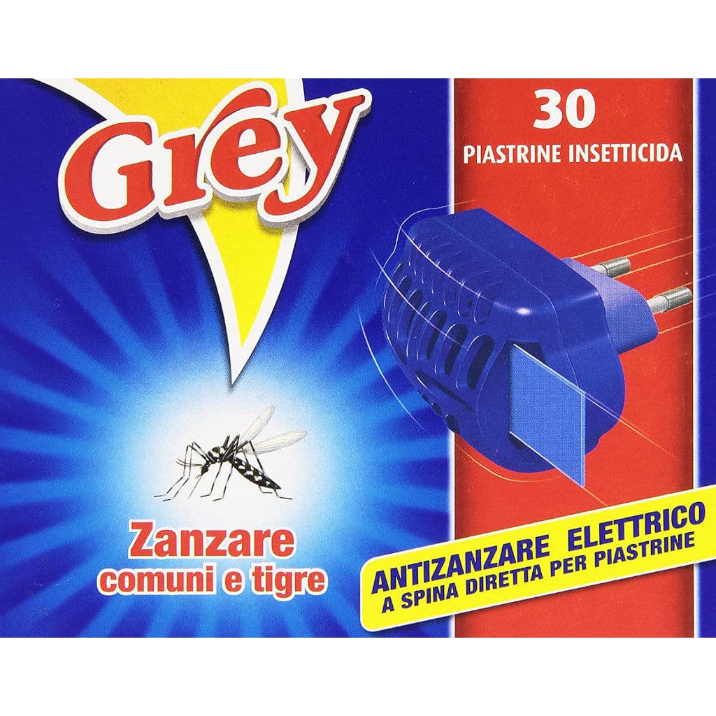 Опаковка на Grey Piastrine Zanzare 30 Pezzi с основна информация.