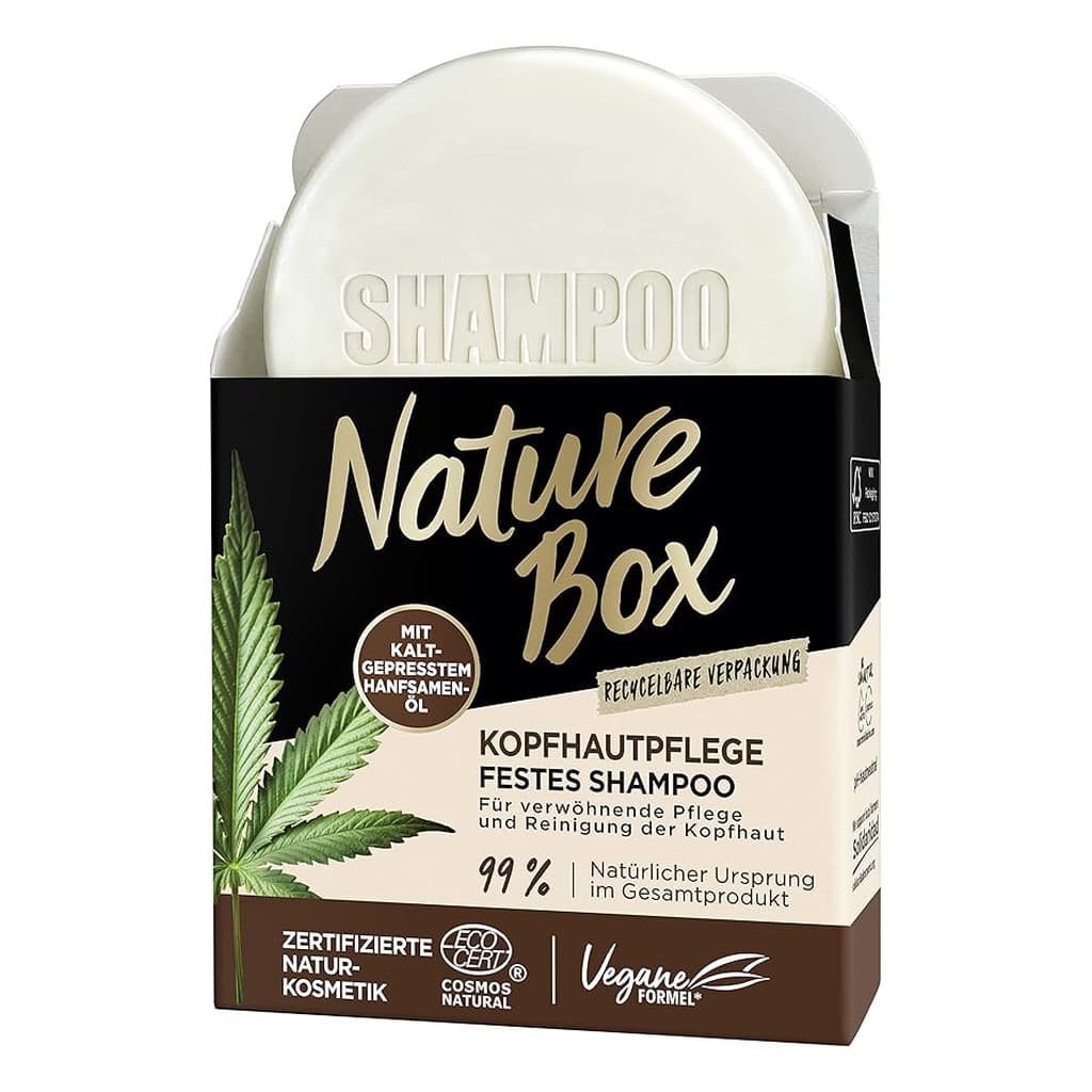 Nature Box Kopfhautpflege Festes Shampoo твърд шампоан със студено пресовано конопено масло 85 г