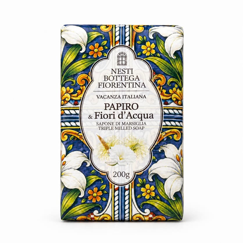 Nesti Bottega Fiorentina Papiro & Fiori d’Acqua тройно смлян марсилски сапун с папирус и водни цветя 200 г