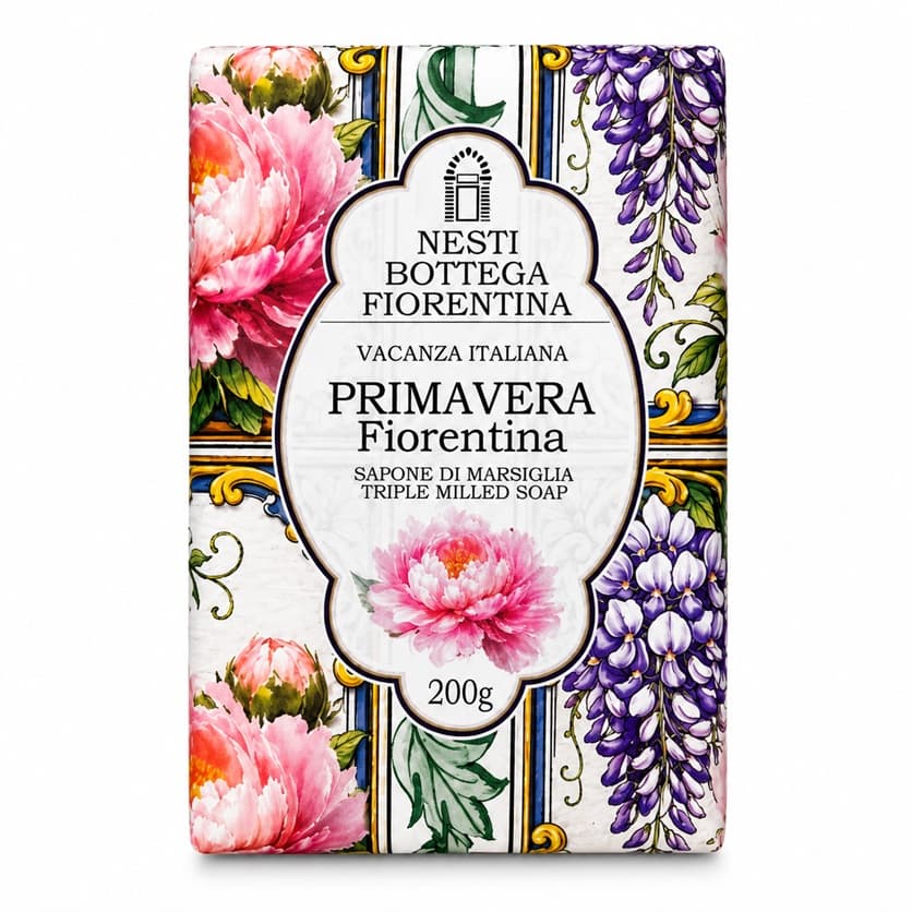 Nesti Bottega Fiorentina Primavera Fiorentina тройно смлян марсилски сапун с божур, глициния и пролетни цветя 200 г