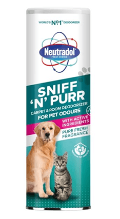 Neutradol Sniff ‘N’ Purr – дезодоратор за килими и стаи, опаковка отпред