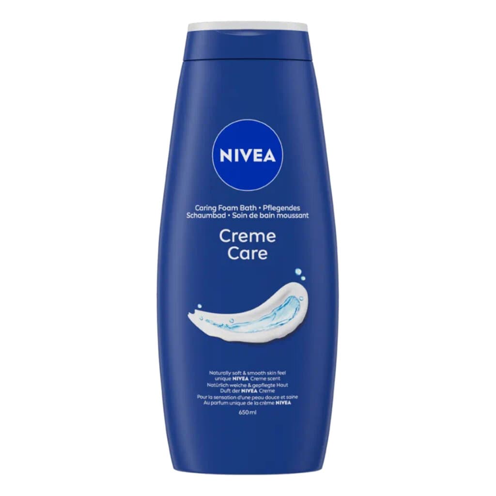 NIVEA Душ гел Creme Care 650 мл – Предна страна на опаковката с дизайн и логото на NIVEA, изобразяваща кремообразната текстура.