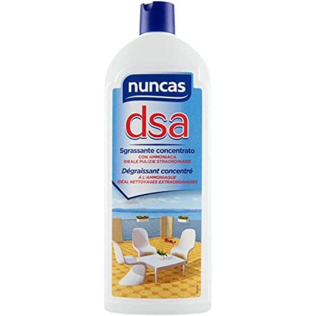 Опаковката на Nuncas DSA Sgrassante Concentrato отпред с лого и инструкции за употреба.