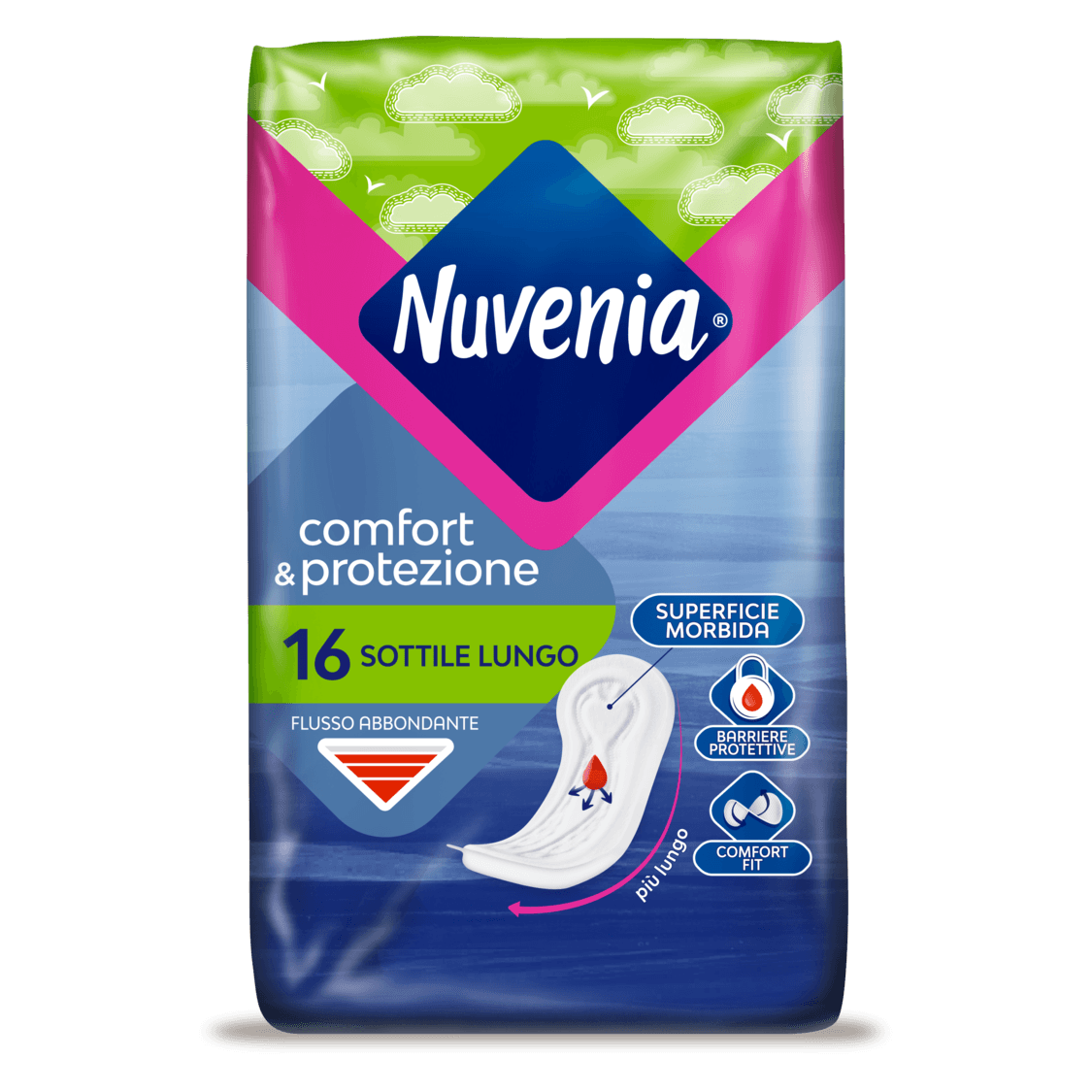 Nuvenia Comfort & Protezione Maxi Super Lungo дамски превръзки 16 броя