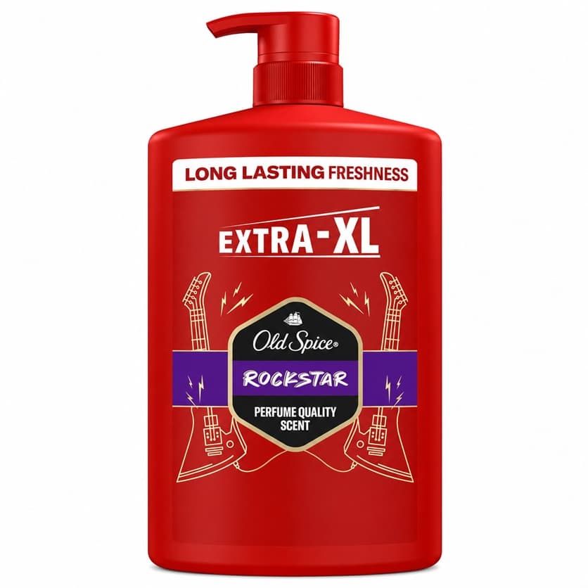 Old Spice Rockstar Extra-XL душ гел и шампоан 3в1 с помпа 1 литър