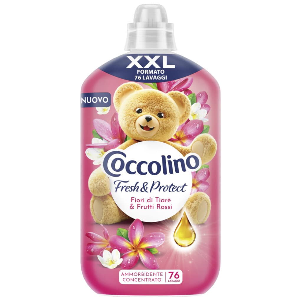 Coccolino Ammorbidente Concentrato Intense Care Fiori di Tiarè & Frutti Rossi 1750 мл – Предна страна на опаковката