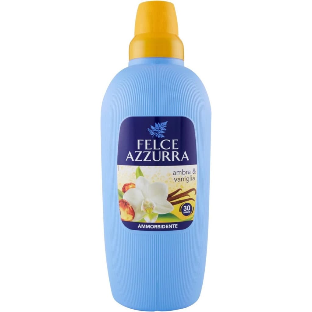 Felce Azzurra Омекотител за пране – Амбра и ванилия – 2 л – Преден изглед на опаковката.