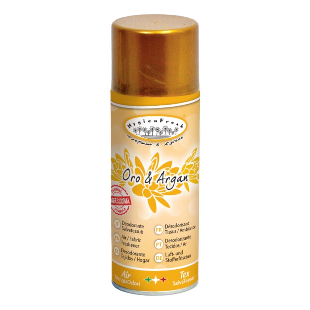 Deospray Oro Argan в опаковка, дезодориращ спрей с дълготраен аромат на арганово масло.