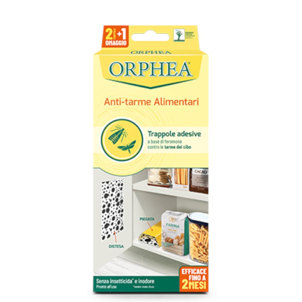 Опаковка на Orphea Anti-Food Moth Traps с лого и информация.