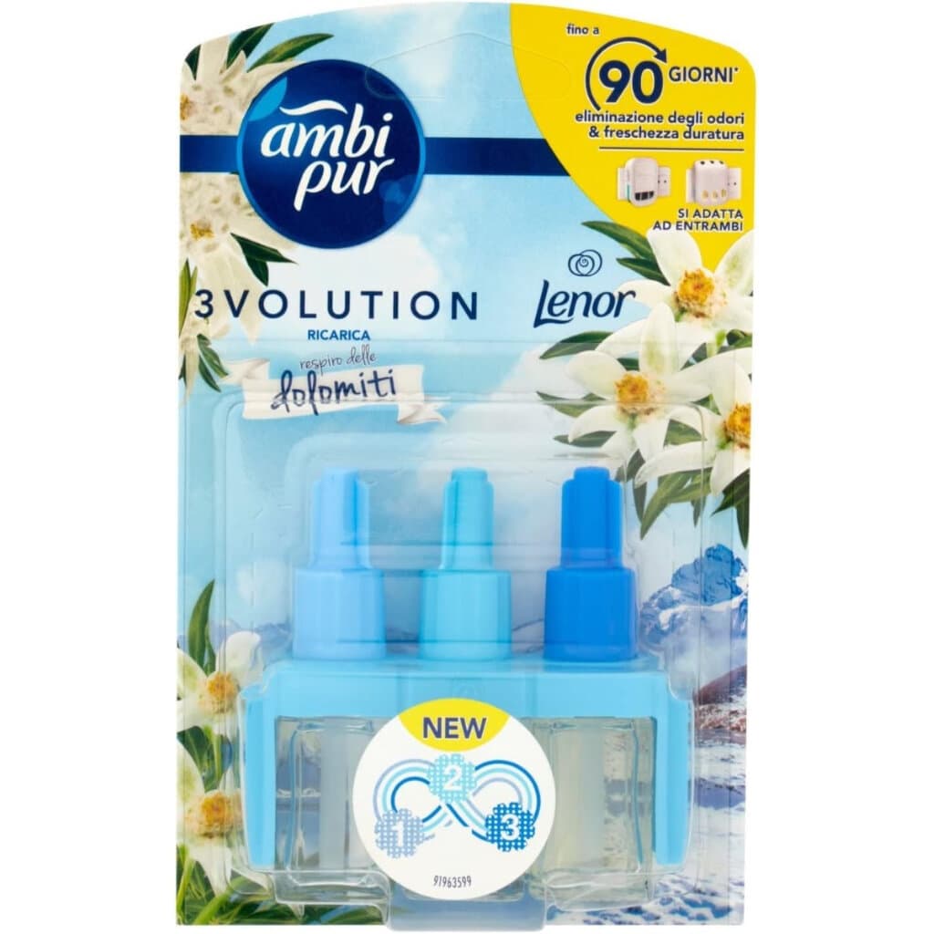 Пълнител за Ел. Дифузер Ambi Pur 3volution Lenor Dolomiti с трайност 90 дни