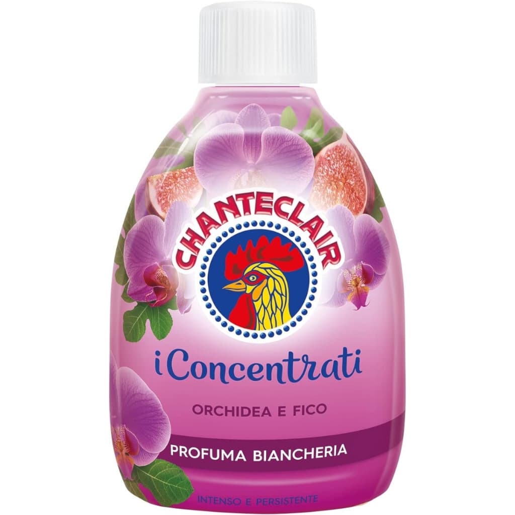 Опаковка на Chanteclair Profuma Biancheria i Concentrati Orchidea e Fico, с илюстрация или елементи, подчертаващи изящната комбинация от орхидея и смокиня.