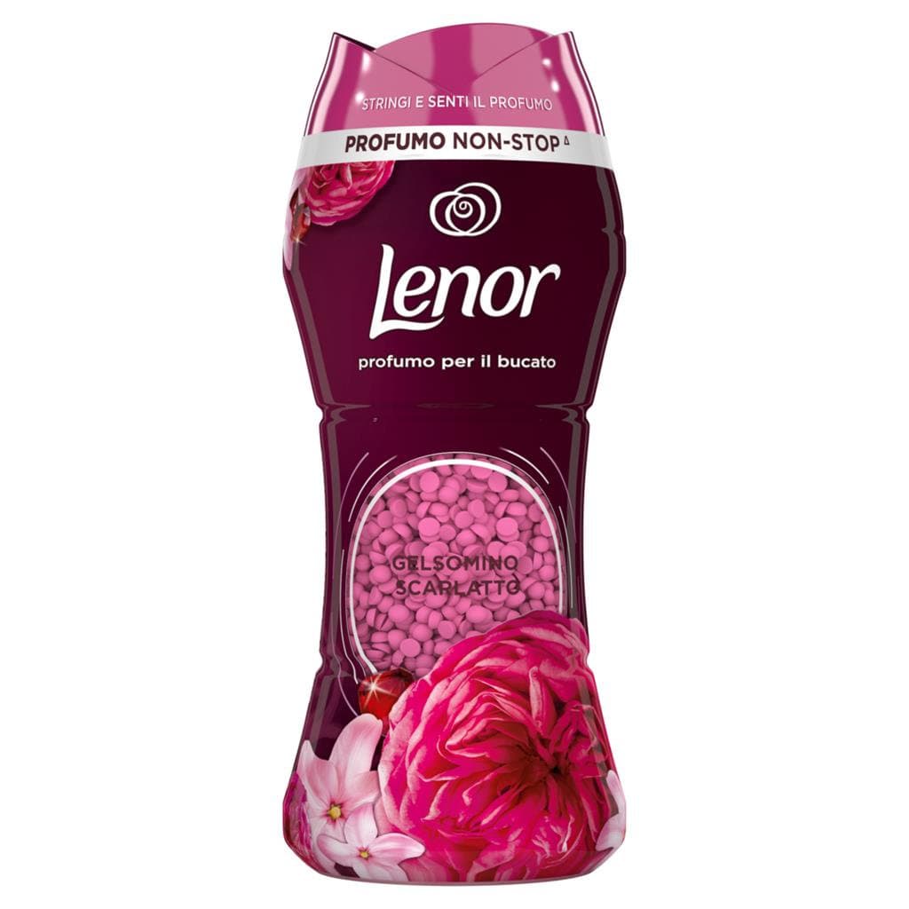 Lenor Profumo per Bucato in Perle Gelsomino Scarlatto – 210 г – Предна страна на опаковката с информация за продукта.
