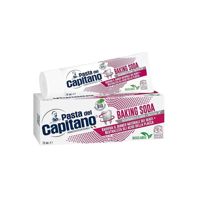 Pasta del Capitano Baking Soda Bio паста за зъби с натриев бикарбонат и сертифицирана био мента 75 мл
