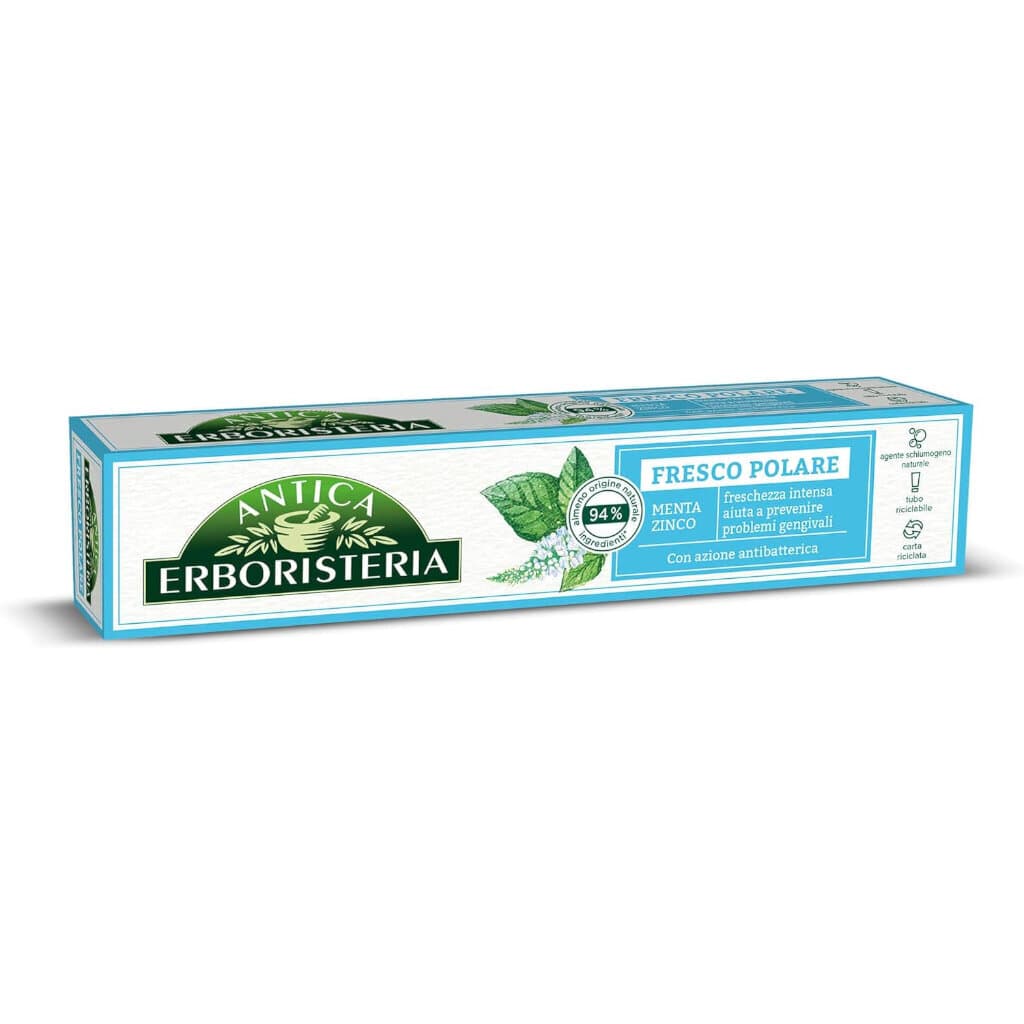 Antica Erboristeria Fresco Polare – Паста за зъби с мента и цинк, 75 мл – Предна част на опаковката.
