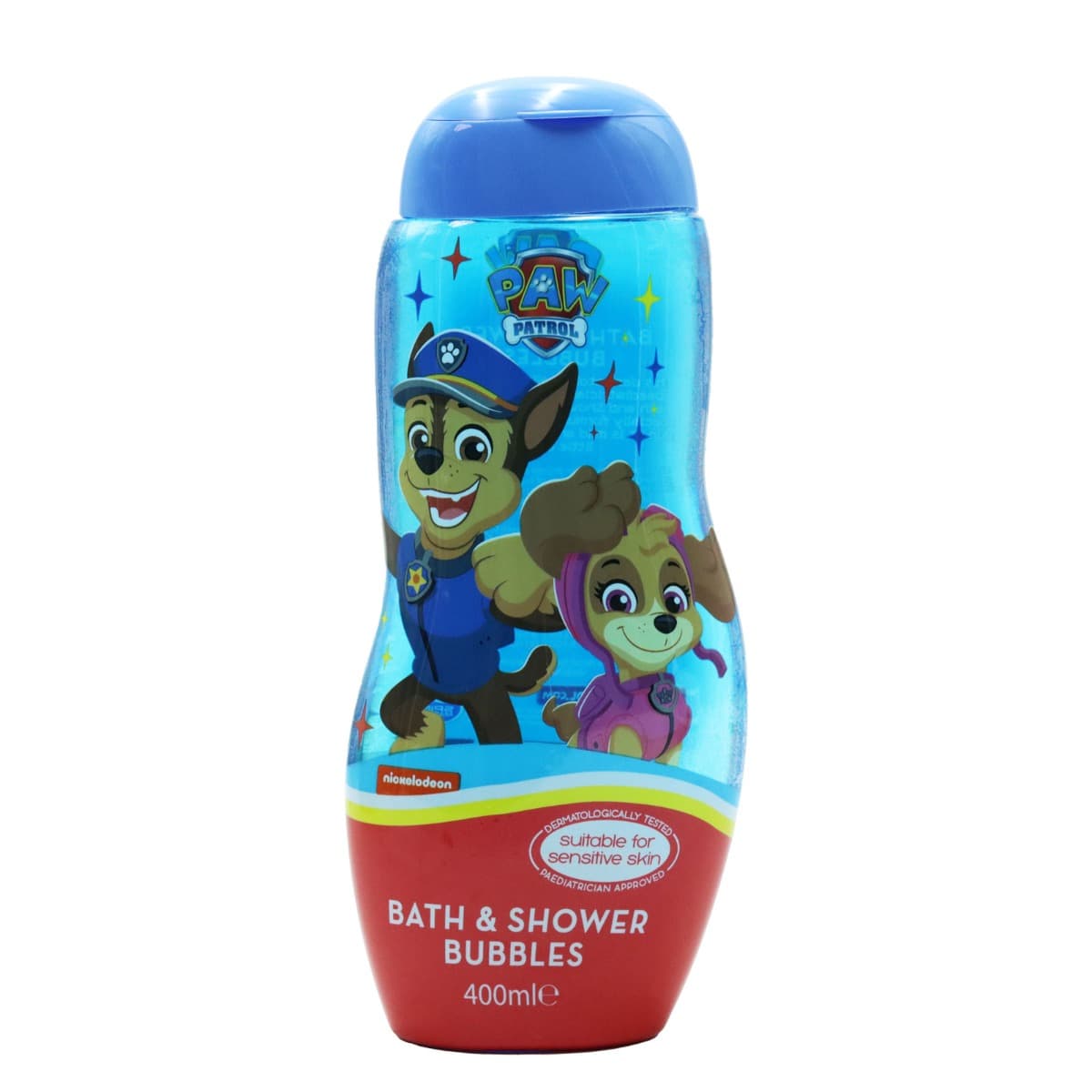 PAW Patrol Bath & Shower Bubbles 400 мл – бутилка с Chase & Skye отпред