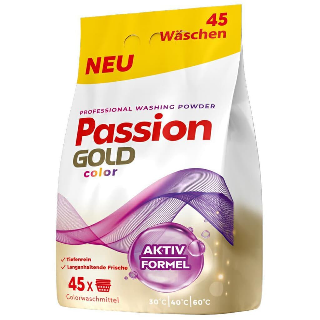 Опаковка на Passion Gold Color Washing Powder 45 пранета