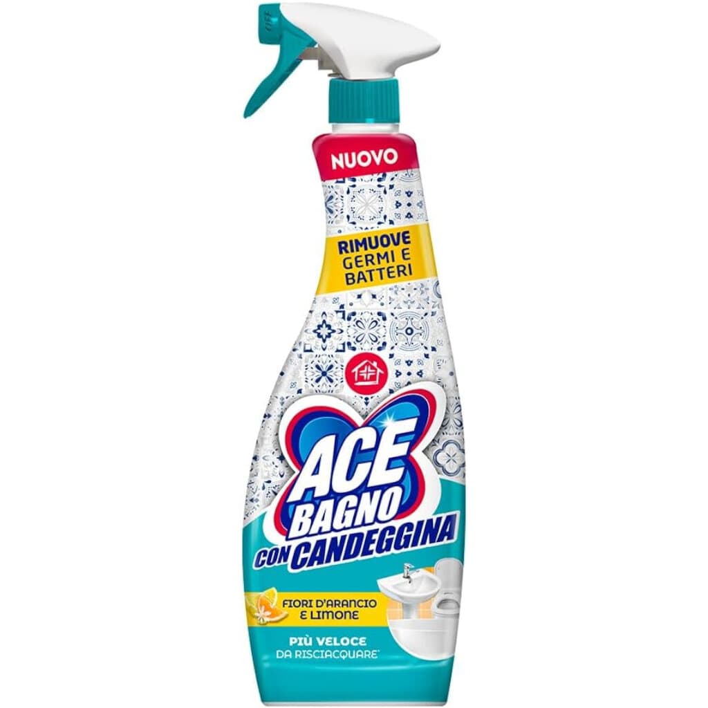 Опаковка на ACE Bagno con Candeggina Fiori d'Arancio e Limone (600 мл), показваща продукта и акцентираща върху цитрусовите плодове.