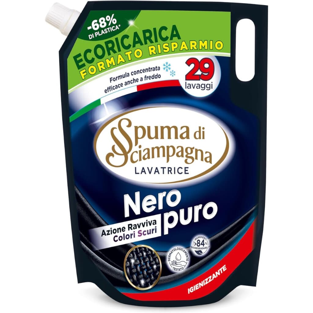 Spuma di Sciampagna Lavatrice Nero Puro за перфектни Черни и Тъмни Дрехи
