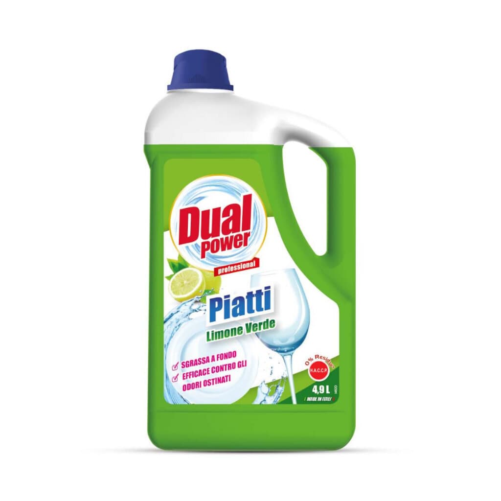 Dual Power Detergente Piatti Gel Limone – Гел за съдове с лимонов аромат – Предна част на опаковката.