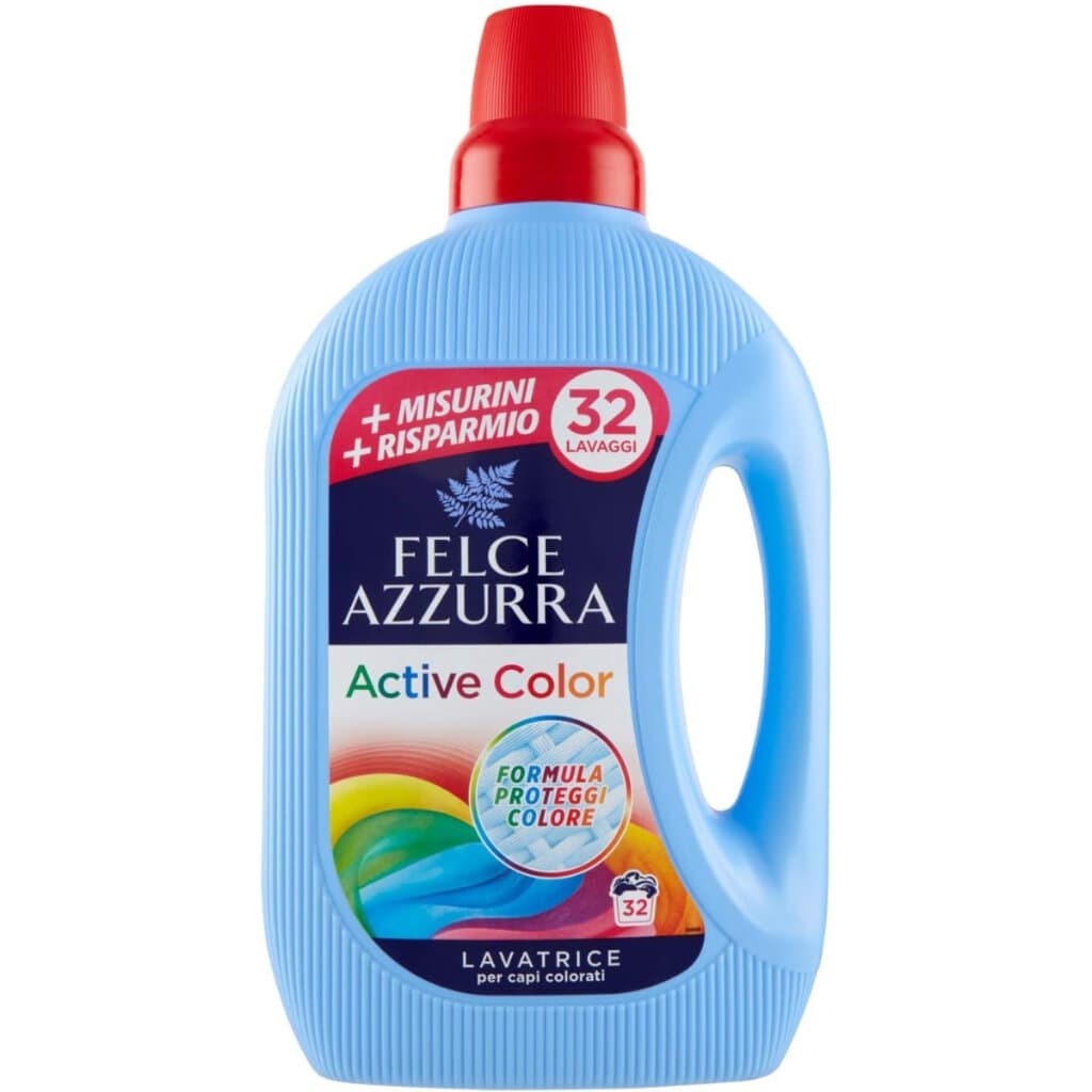 Felce Azzurra Перилен препарат – Active Color – 32 пранета (1.76 л) – Преден изглед на опаковката.