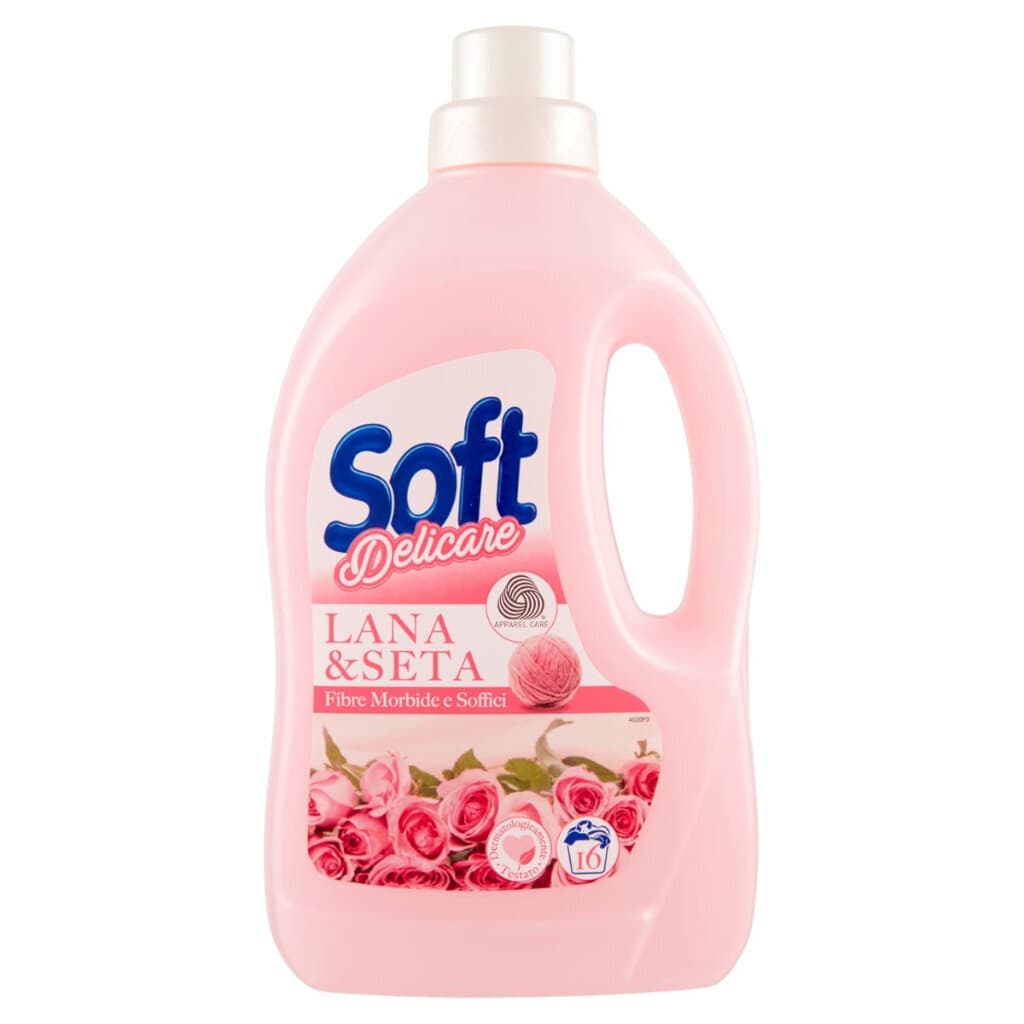 Soft Detersivo Liquido Lana & Seta – Перилен препарат за деликатни материи – Предна част на опаковката.