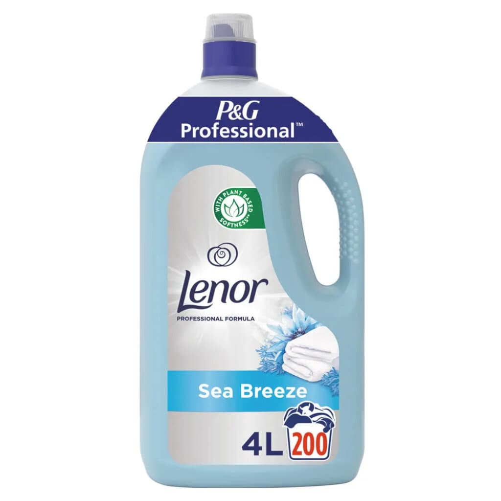 Опаковка на Lenor Ammorbidente Brezza Marina Azzurro (4 Л) или 200 пранета