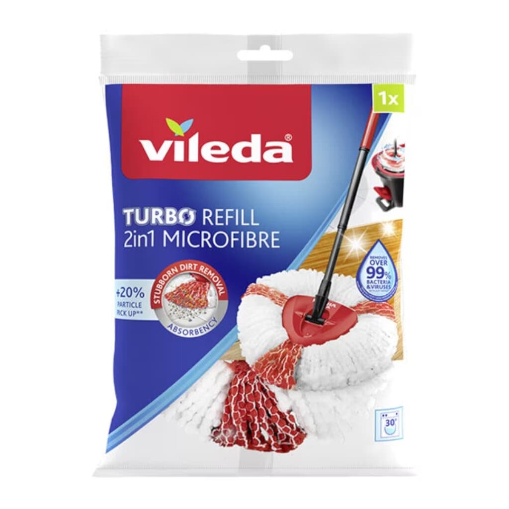 Vileda Turbo Refill 2in1 – Резервна глава за моп – Преден изглед на опаковката.