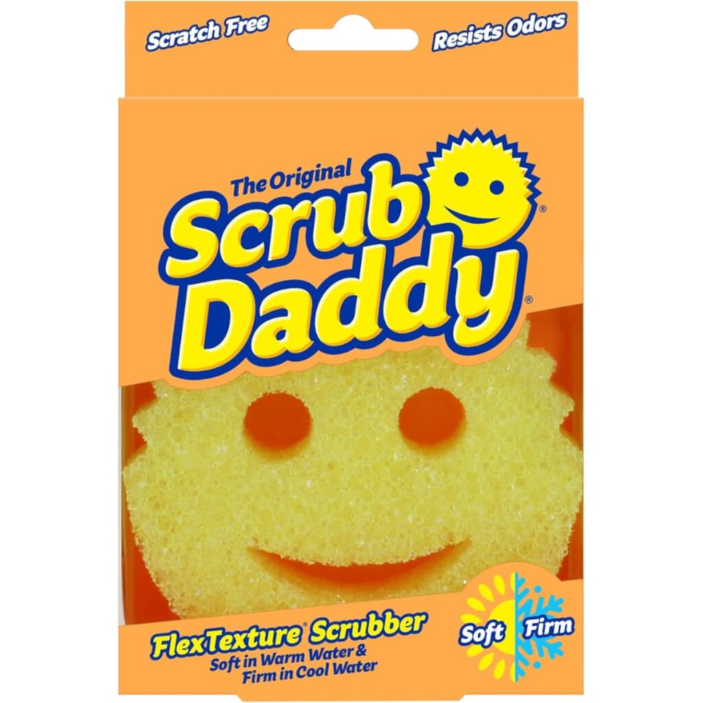 Scrub Daddy Original Sponge в жълт цвят с усмихнат дизайн.