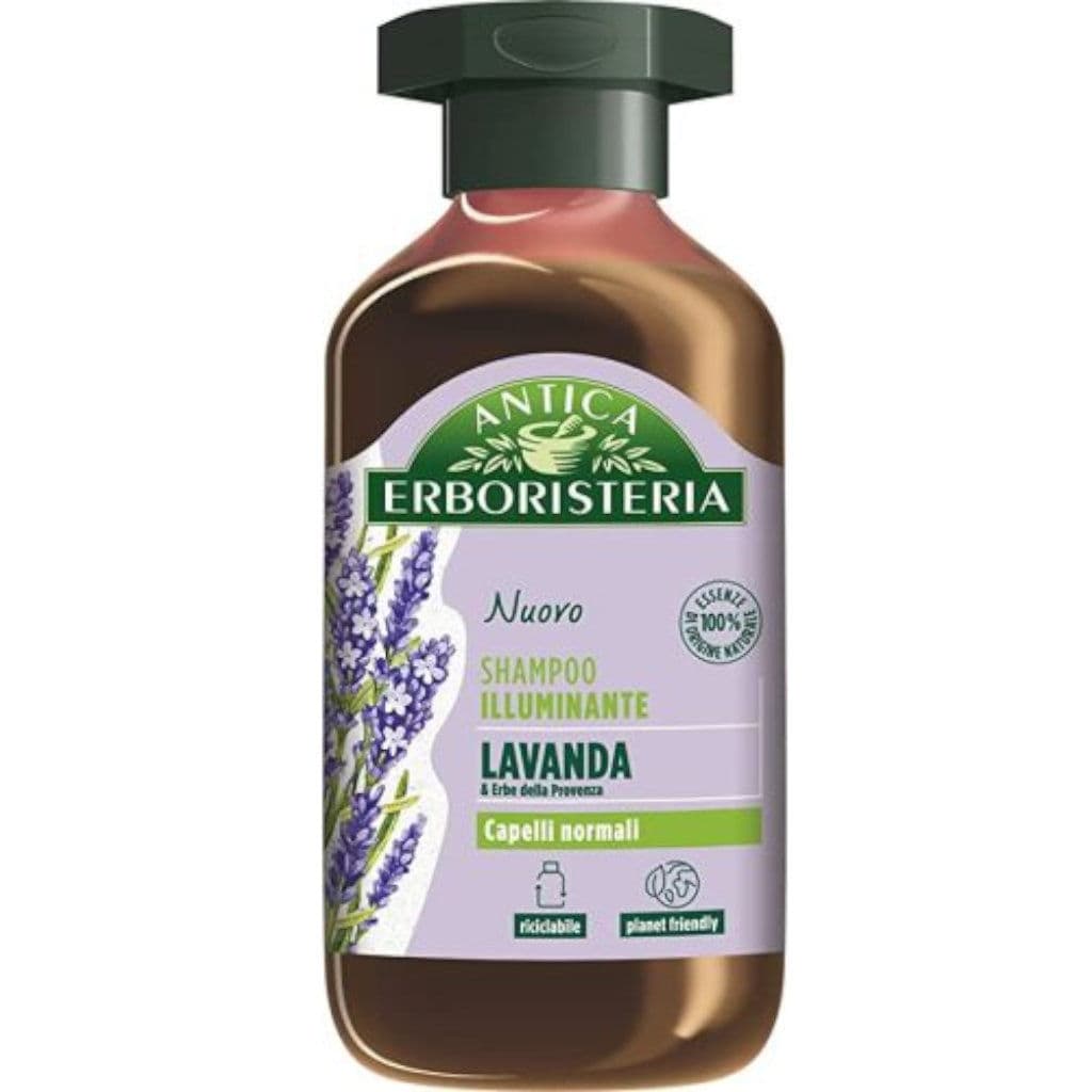 Опаковката на Antica Erboristeria Lavanda Shampoo отпред с лого и основни инструкции.