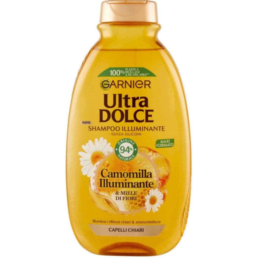 Опаковка на Garnier Ultra Dolce Shampoo с лого и информация.