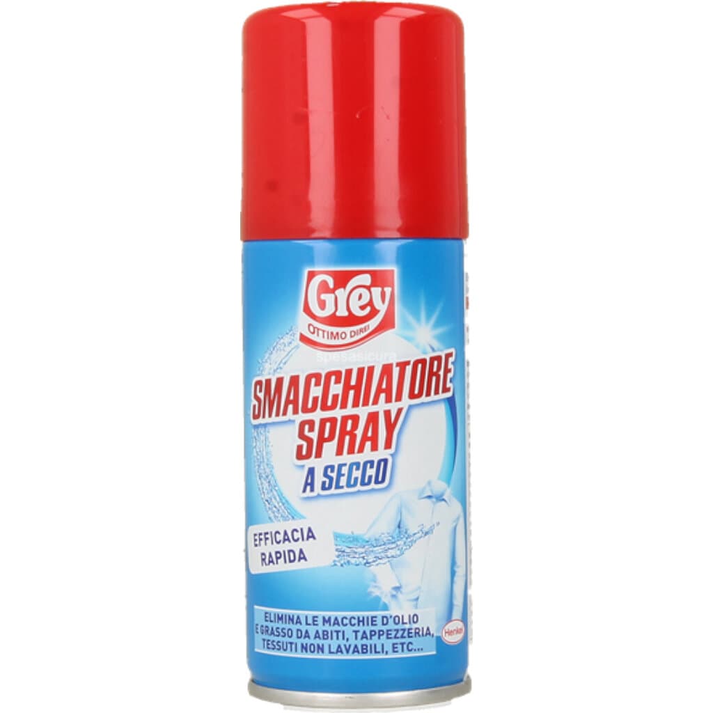 Опаковка и преден изглед на Smacchiatore Grey Spray Secco 100 ml | Спрей за Сухо Почистване на Петна