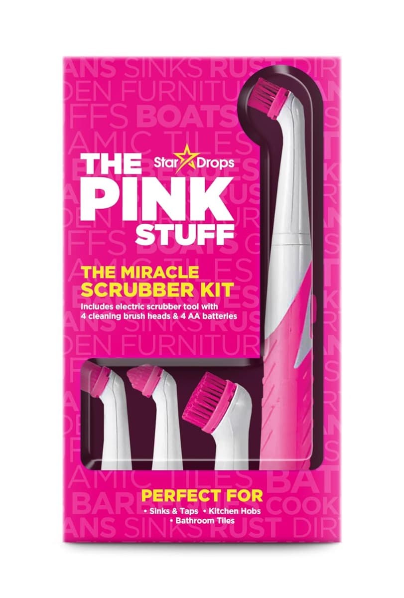 he Pink Stuff – Miracle Scrubber Kit, комплект с 4 накрайника. Набор от четки (Medium, Large, Firm Cone, Soft) и дръжка