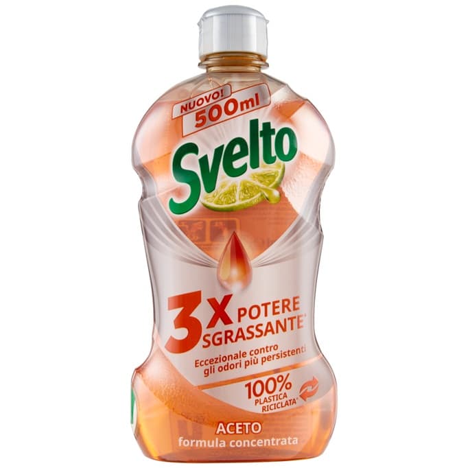 Svelto Aceto 3X Potere Sgrassante концентриран препарат за ръчно миене на съдове с оцет 500 мл