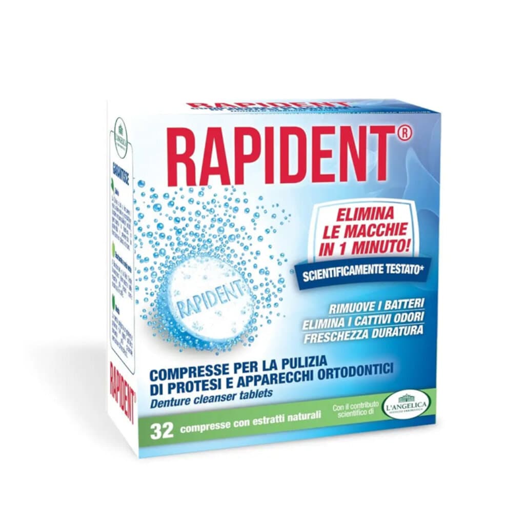 Rapident – Комплекти таблетки (32 бр.) | Бързо почистване и дълготрайна свежест за протези и ортодонтни апаратчета