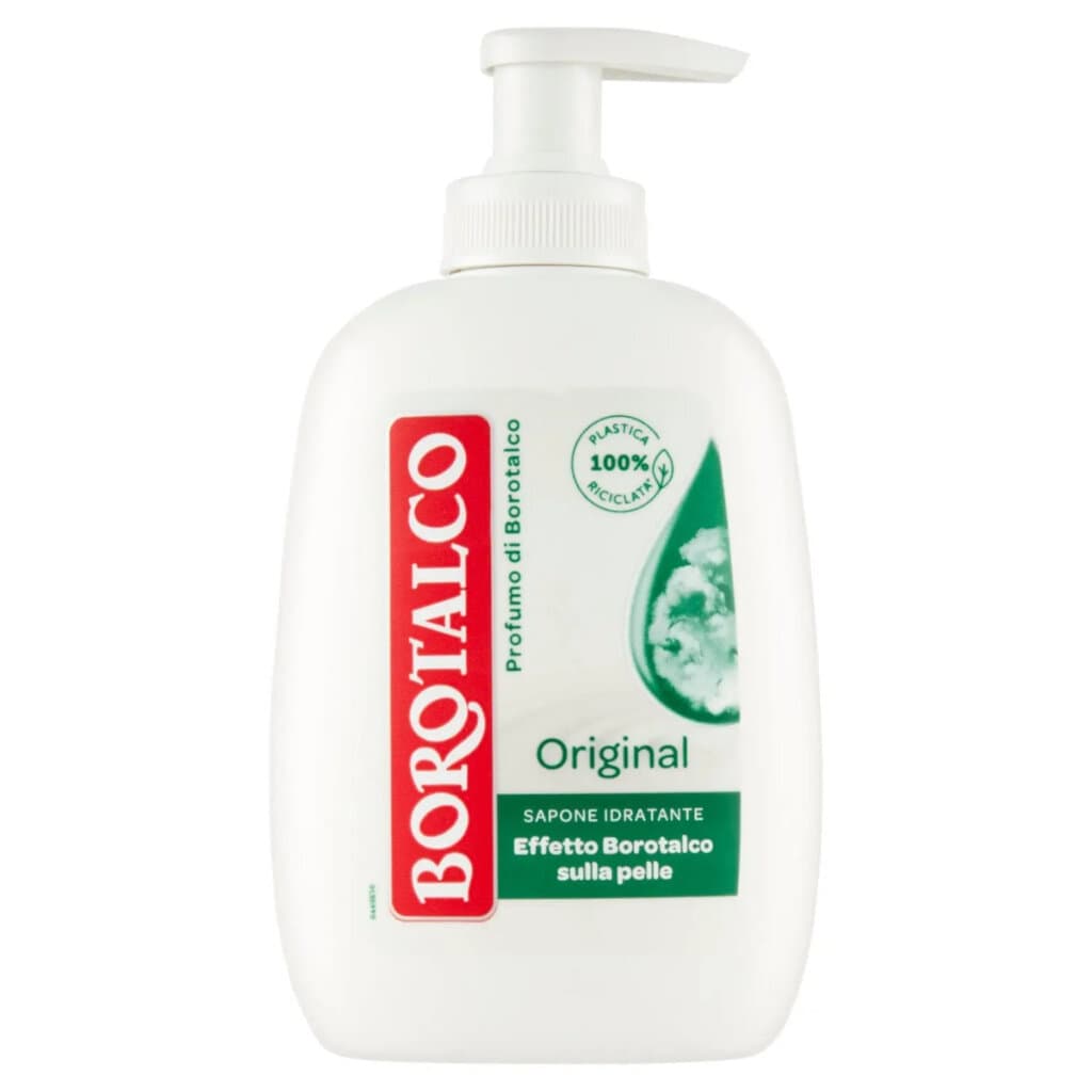 Borotalco Sapone Liquido Idratante – Преден изглед на опаковката с описание.