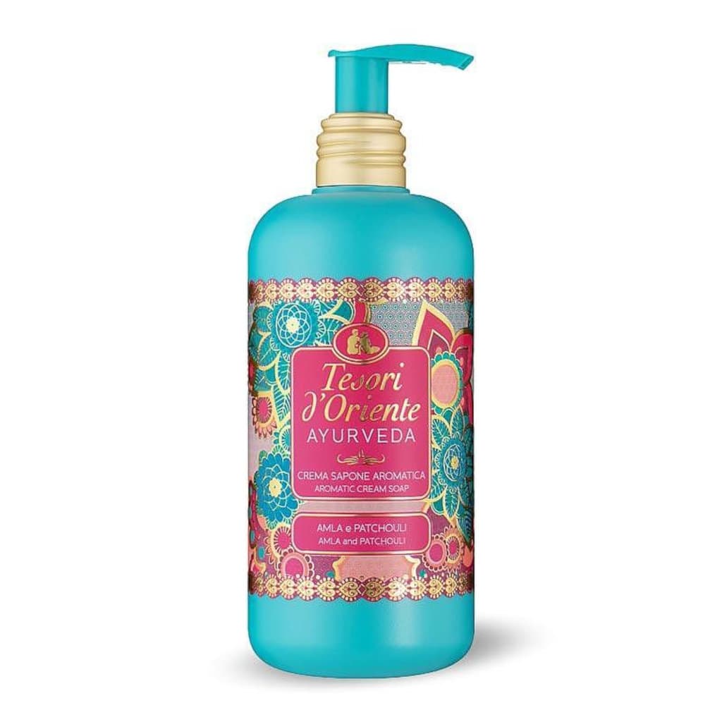 Tesori d'Oriente Ayurveda Liquid Soap в елегантна опаковка, течен сапун с аюрведичен аромат.