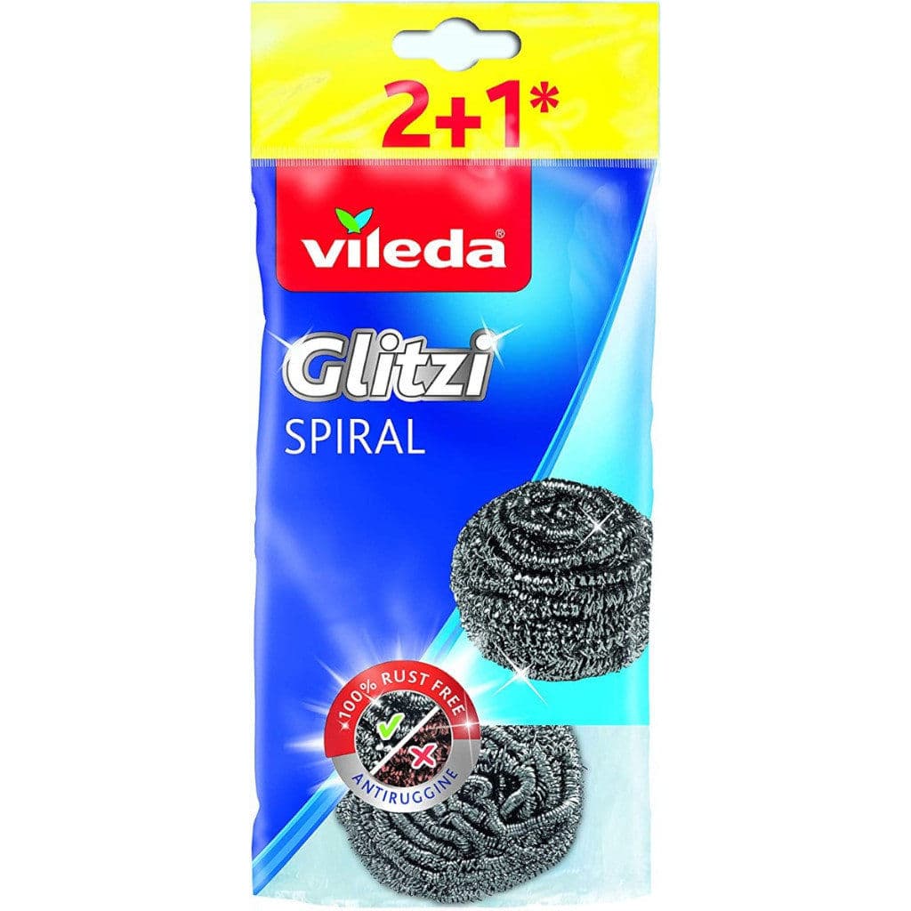 Опаковка на Vileda Glitzi Pagliette Inox 2+1 с логото и основна информация.