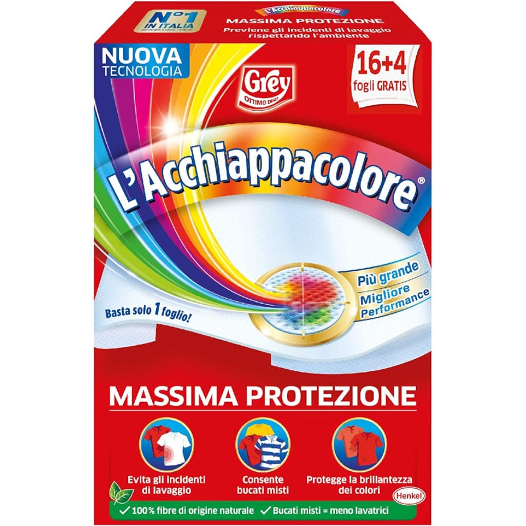 L'Acchiappacolore Massima Protezione в опаковка, показваща предната страна с основна информация.