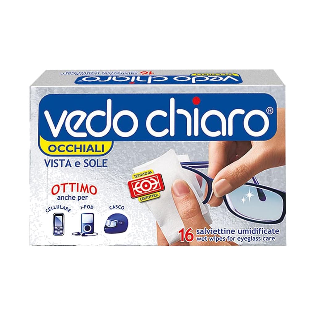 Vedo Chiaro влажни кърпички за диоптрични и слънчеви очила, екрани и визьори – 16 бр.