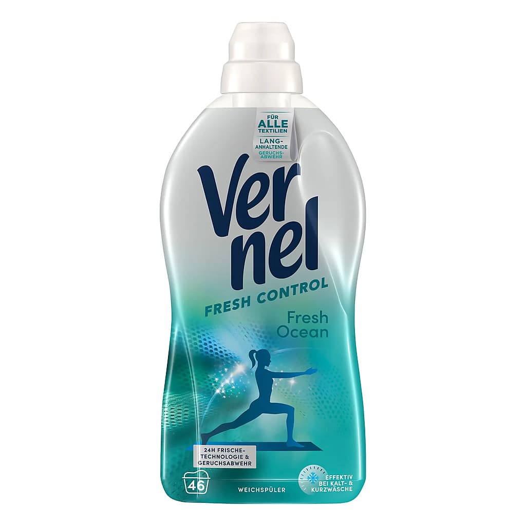 Vernel Fresh Control Fresh Ocean концентриран омекотител 1012 мл за 46 пранета с 24H технология за свежест