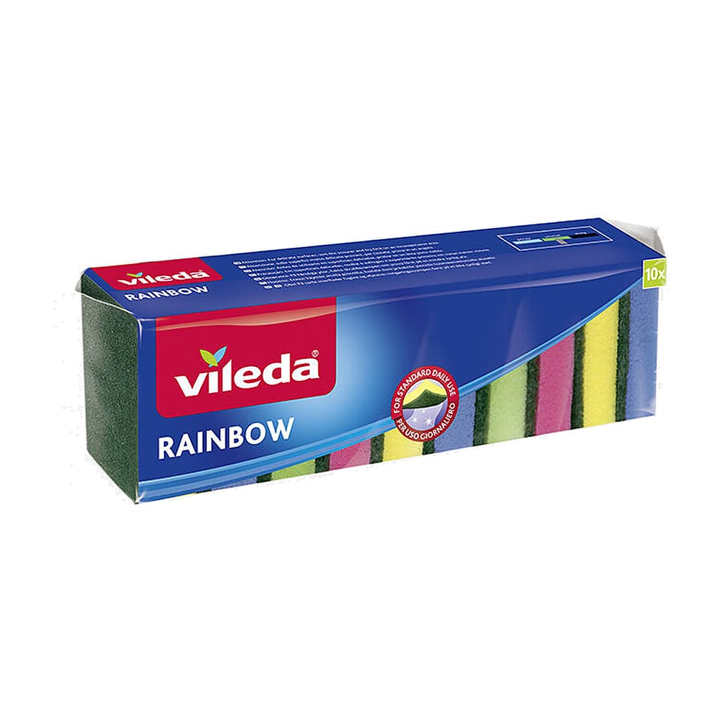 Vileda Rainbow комплект цветни кухненски гъби с абразивна страна – 10 бр.