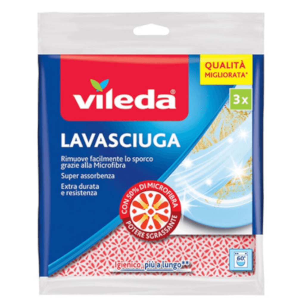 "Vileda Panno Lavasciuga +30% Microfibra – Опаковка, предна страна"
